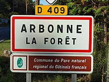 Panneau d'entrée de Arbonne-la-Forêt